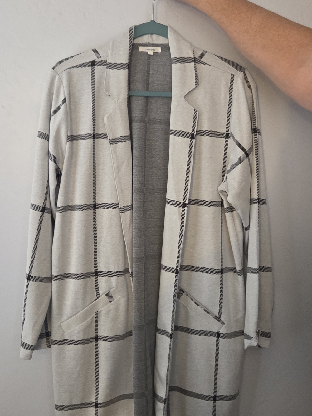 Maurices Gray Plaid Open Front Blazer